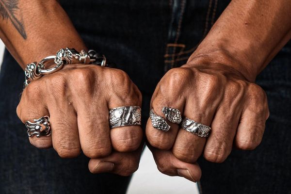 Mens silver hot sale biker jewelry